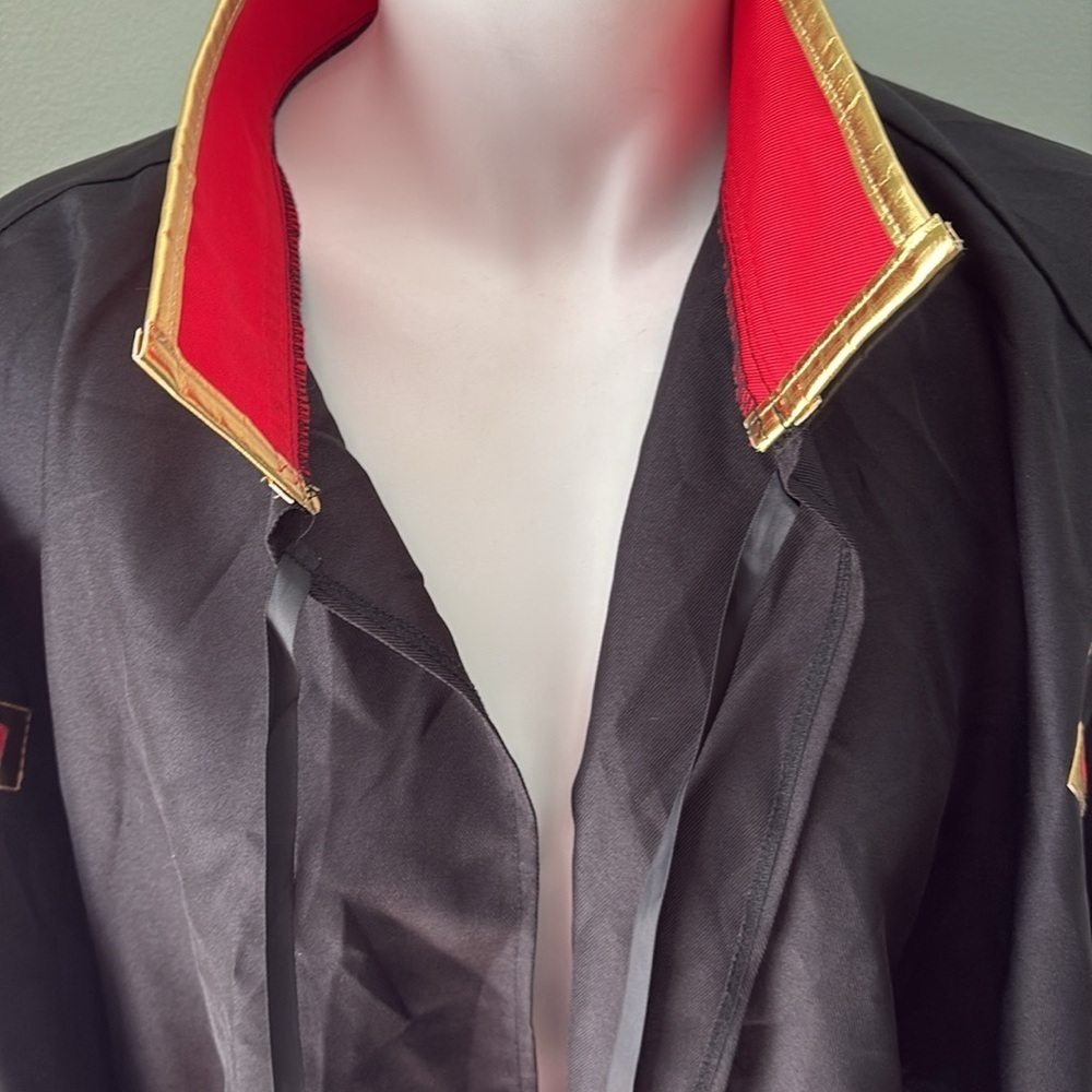 Cloak Cape Black Red Gold Cosplay Halloween Anime - Picture 6 of 8